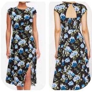 Banana Republic Ecovero Midi‎ Dress Womens 8 Floral Dark Cottagecore Romantic